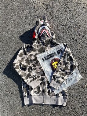 Black “Gray Camo” BAPE Zip Up Hoodie